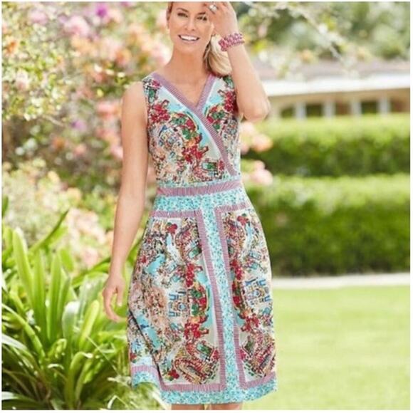 Talbots Dresses & Skirts - Talbot's Italian Bistro Sleeveless V-neck Fit and Flare Dress Size 6